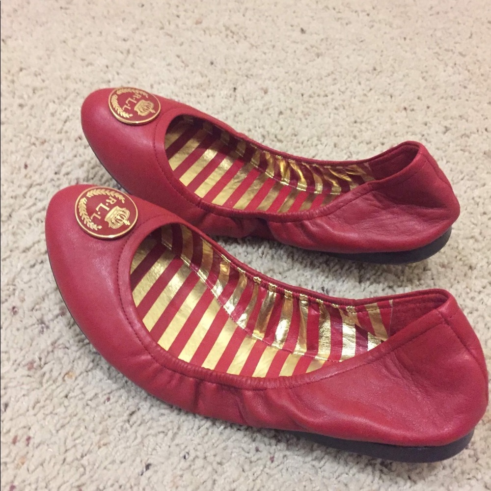 Ralph Lauren Women’s Brittany Ballet Red Flats